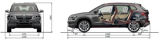 סקודה קארוק - מידות סקודה קארוק - מידות